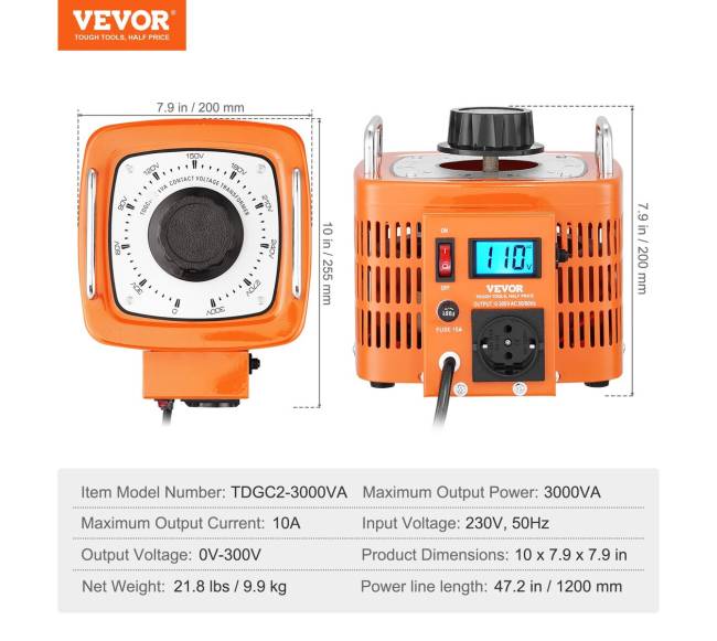 3000VA kintamos įtampos transformatorius su LCD6