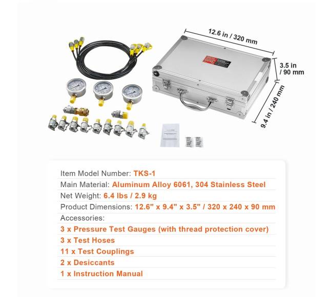 Hidraulinio slėgio tikrinimo komplektas su nešimo dėže6