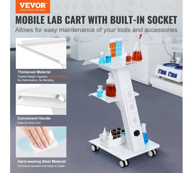 Dantų laboratorijos vežimėlis su 3 lentynomis1