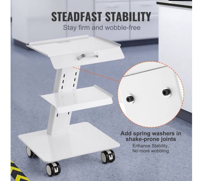 3 aukštų laboratorinis vežimėlis su ratukais2