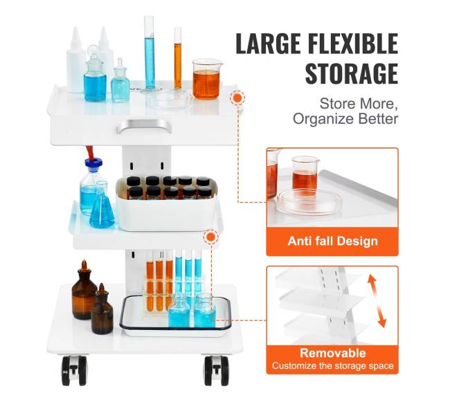 3 aukštų laboratorinis vežimėlis su ratukais4