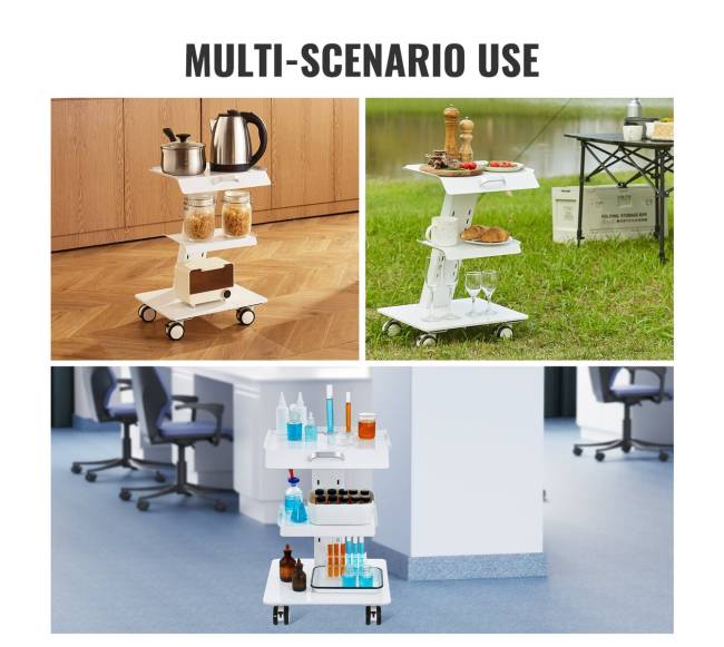 3 aukštų laboratorinis vežimėlis su ratukais5