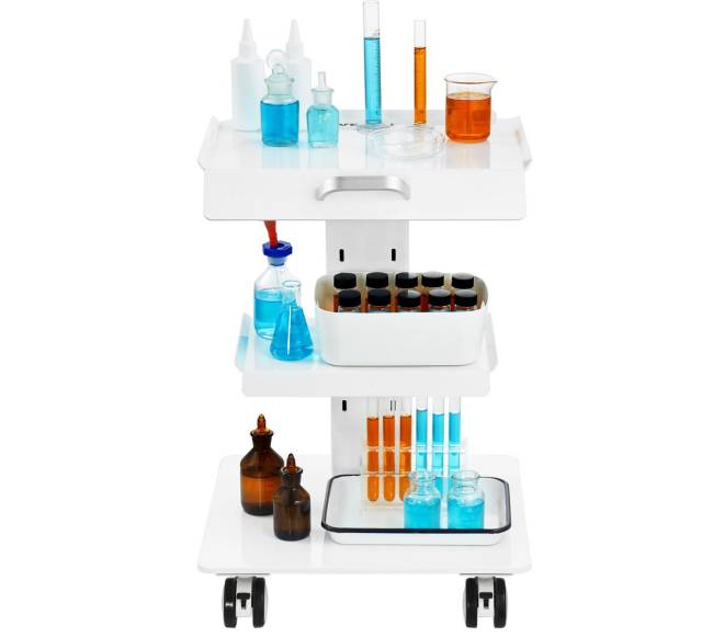 3 aukštų laboratorinis vežimėlis su ratukais9