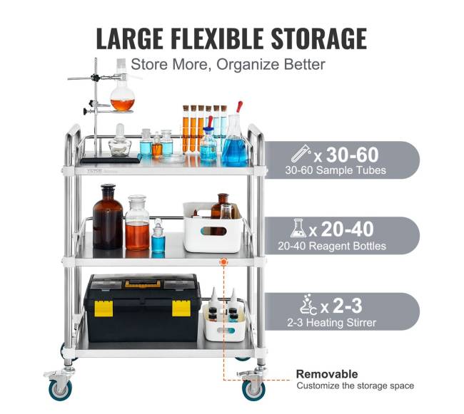 trijų lentynų nerūdijančio plieno vežimėlis4