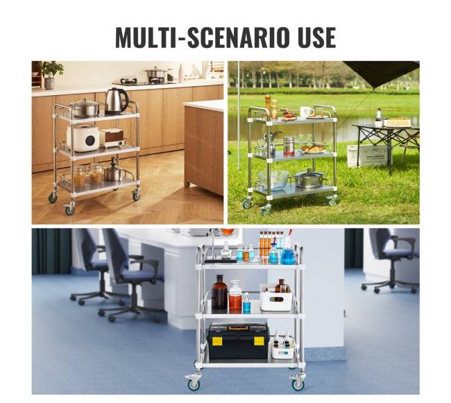 trijų lentynų nerūdijančio plieno vežimėlis5