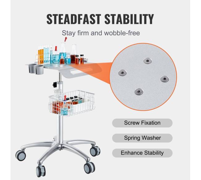 Medicininis vežimėlis su ratukais reguliuojamas aukštis2