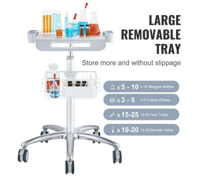 Medicininis vežimėlis su ratukais reguliuojamas aukštis4