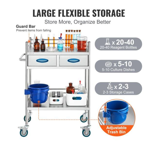 Dviejų aukštų nerūdijančio plieno vežimėlis4