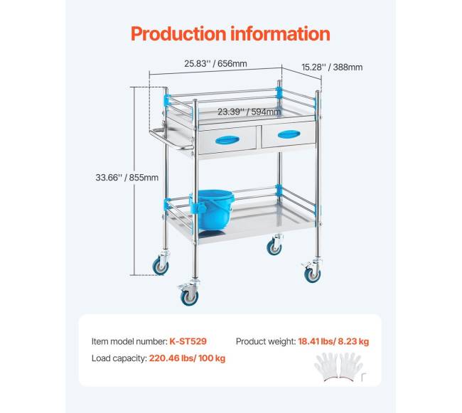 Dviejų aukštų nerūdijančio plieno vežimėlis6