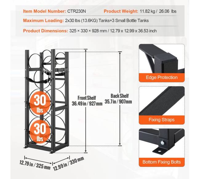 Šaldymo agentų bakelių laikiklis su 2 x 13,6 kg ir 3 mažesniais bakeliais6