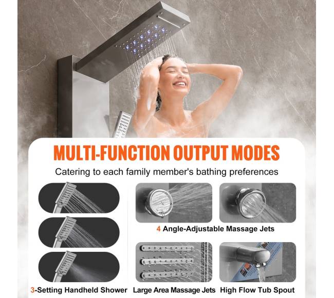 Dušo panelė su 6 funkcijomis ir LED3