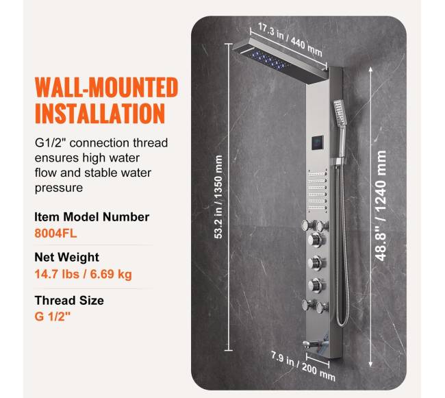 Dušo panelė su 6 funkcijomis ir LED6