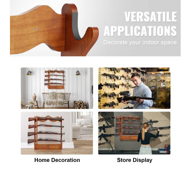 Medinis sieninis šautuvų laikiklis, 4 vietų5