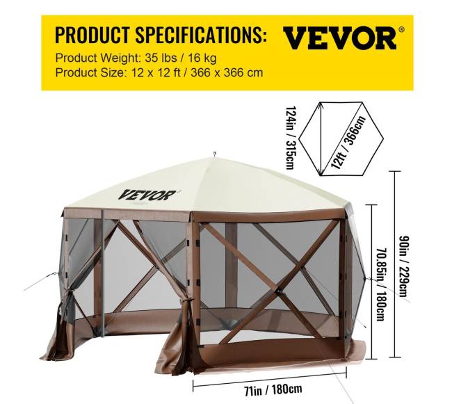 Iššokantis kempingo pavėsinės tentas 6 šonų6