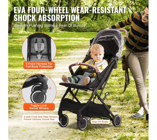 Kompaktiškas kūdikių vežimėlis su reguliuojamu atlošu3