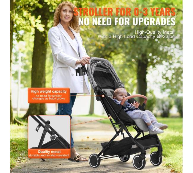 Kompaktiškas kūdikių vežimėlis su reguliuojamu atlošu4