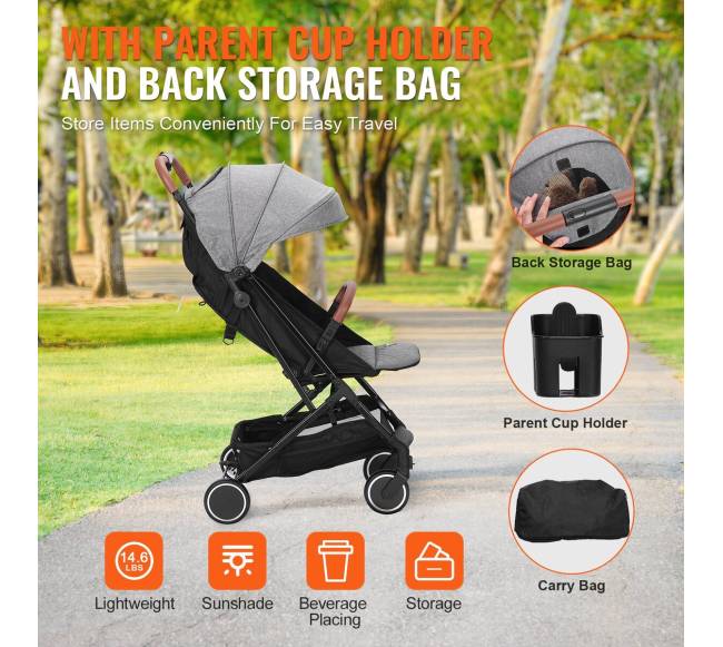 Kompaktiškas kūdikių vežimėlis su reguliuojamu atlošu5