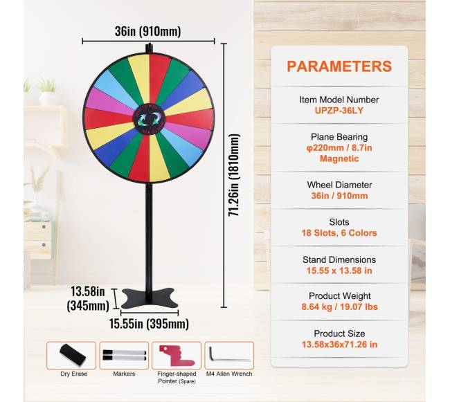 91 cm sukamasis prizų ratas su 18 skyrių6