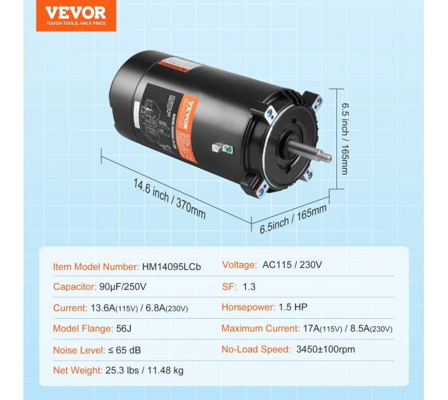 1,5 AG baseino siurblio variklis 115230V6