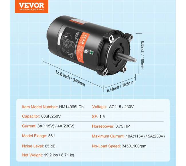 0,75 AG baseino siurblio variklis 115230V 56J6
