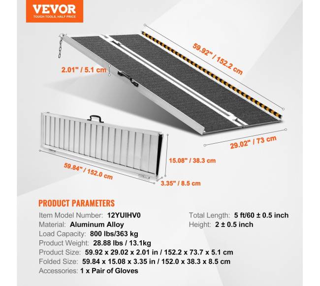 Nešiojama neįgaliojo vežimėlio rampa 5 pėdų6