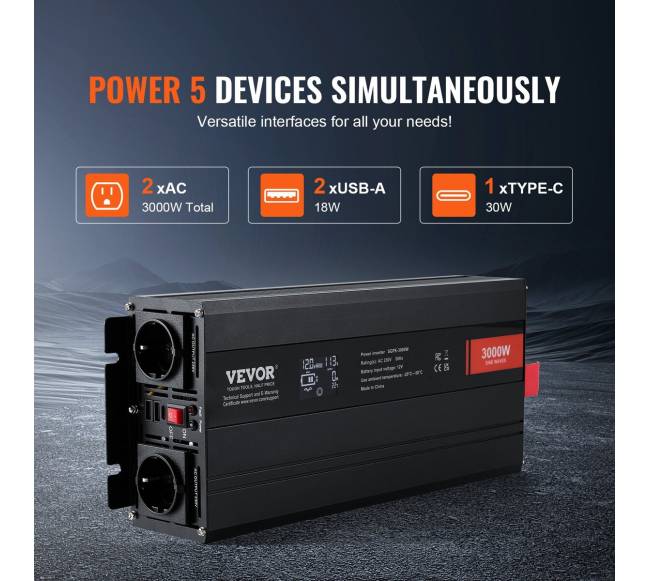 Grynos sinusinės bangos inverteris 3000W3