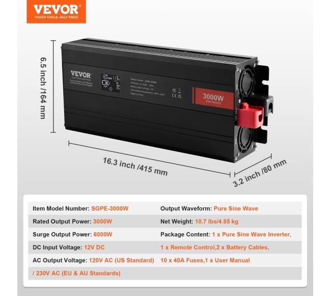 Grynos sinusinės bangos inverteris 3000W6