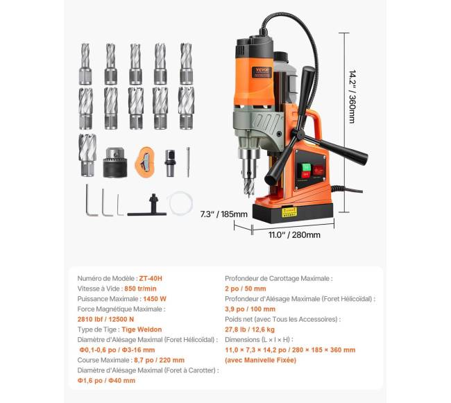 Magnetinė gręžimo mašina 1450W 12500N 850 aps.min.6