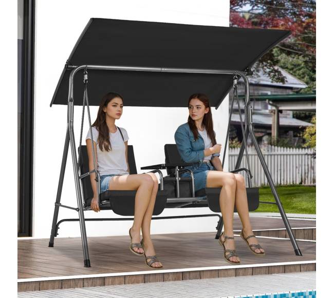 Dvivietė sūpynė su stogu lauko sodui7