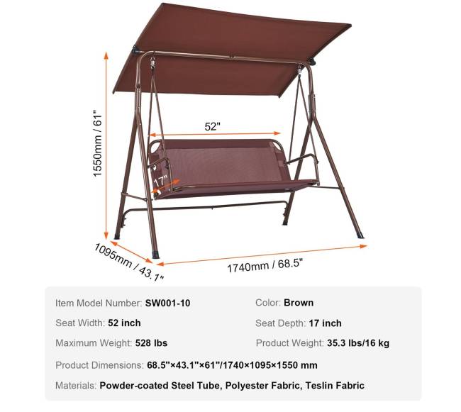 3 vietų lauko supamasis krėslas su stogeliu6