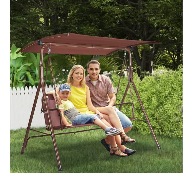 3 vietų lauko supamasis krėslas su stogeliu7