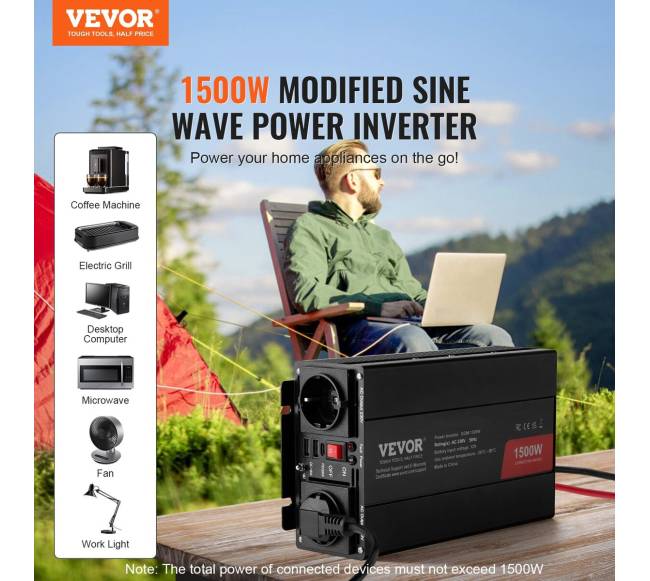 Modifikuotas sinusinis keitiklis 1500W 12V į 230V1