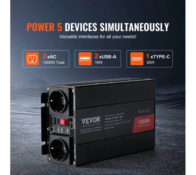 Modifikuotas sinusinis keitiklis 1500W 12V į 230V2