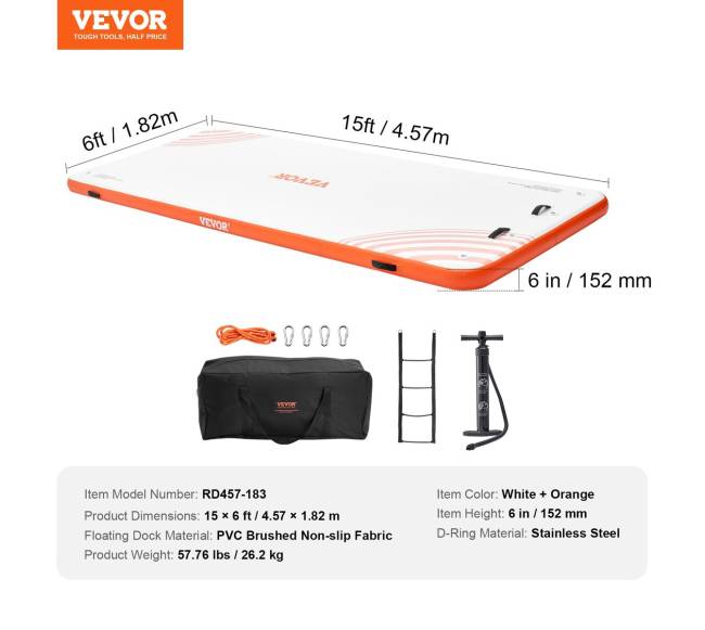 Pripučiama plaukiojanti platforma 4,57 x 1,82 m6