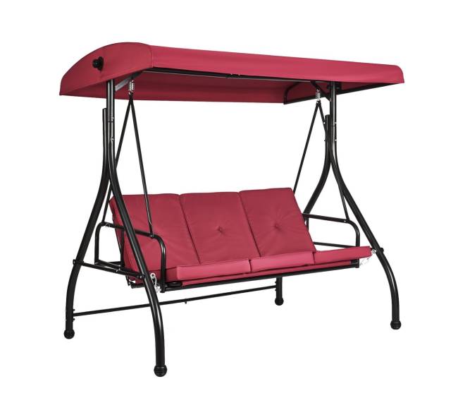 Trivietė lauko supamoji kėdė su stogeliu0