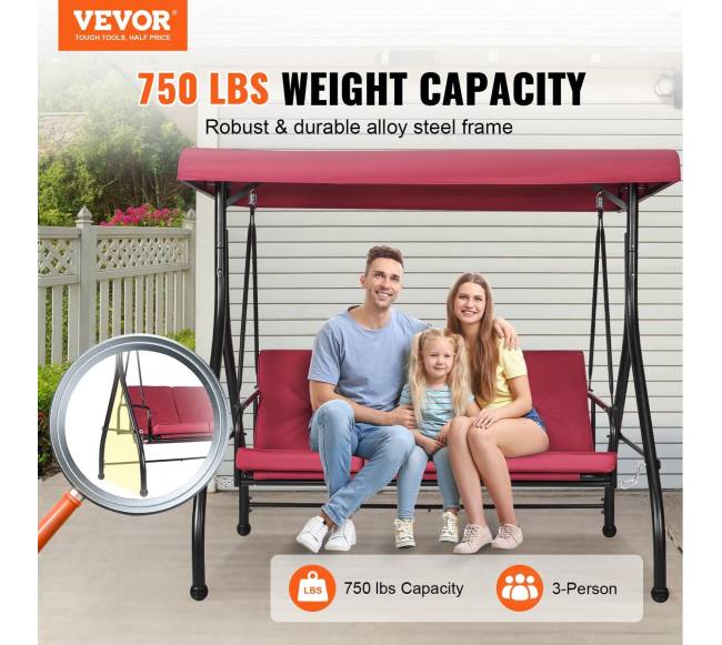 Trivietė lauko supamoji kėdė su stogeliu1