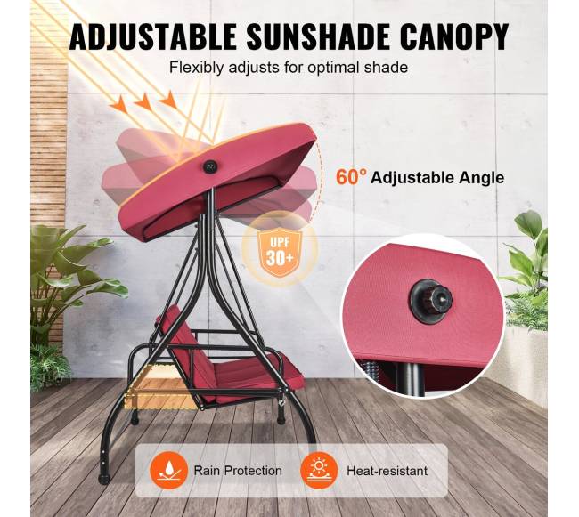 Trivietė lauko supamoji kėdė su stogeliu2