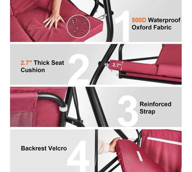 Trivietė lauko supamoji kėdė su stogeliu4