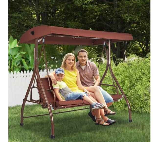 3 vietų sūpynės su stogeliu, rudos7