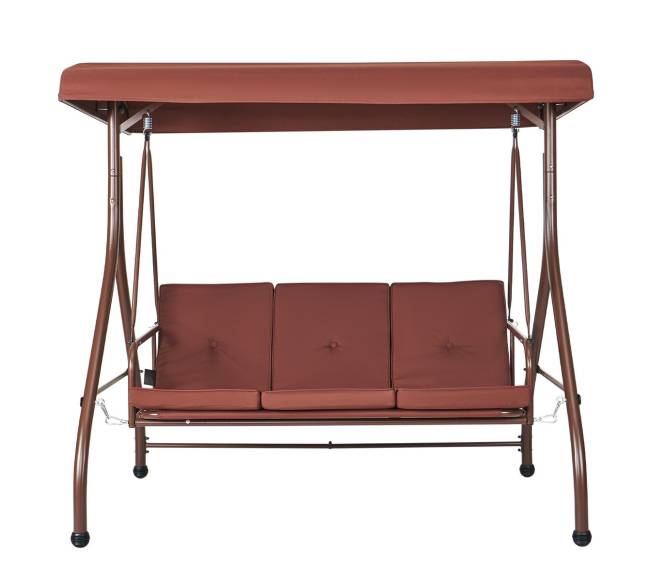 3 vietų sūpynės su stogeliu, rudos8