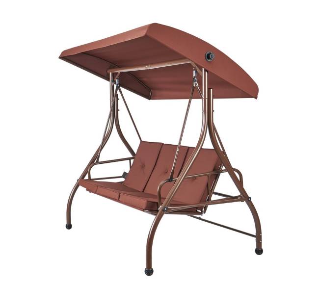 3 vietų sūpynės su stogeliu, rudos9