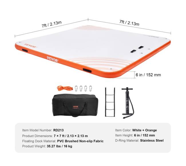 Pripučiama plūduriuojanti platforma 2,13 x 2,13 m6