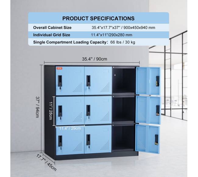 Metalinė darbuotojų spintelė su 9 durelėmis6