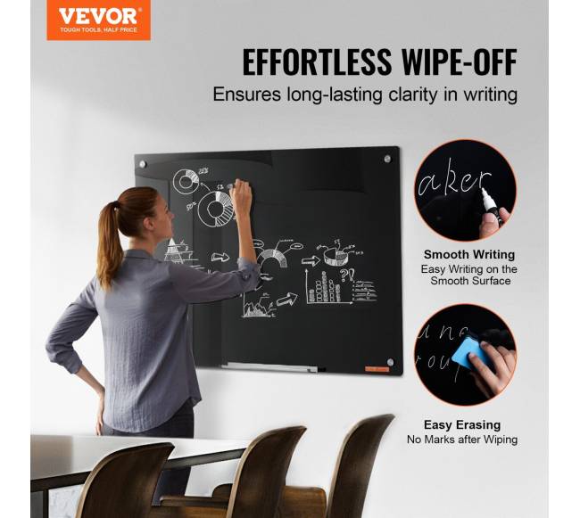 Magnetinė stiklo lenta 60x90 cm, juoda1