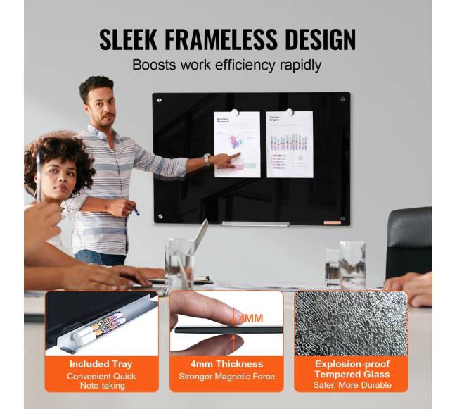 Magnetinė stiklo lenta 60x90 cm, juoda3