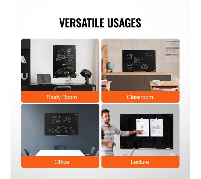 Magnetinė stiklo lenta 60x90 cm, juoda5