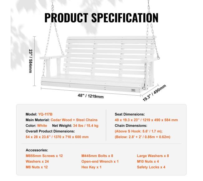 Medinis sodo supamasis krėslas su grandinėmis6