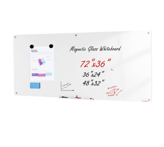 Magnetinė stiklo lenta su žymeklių dėklu0