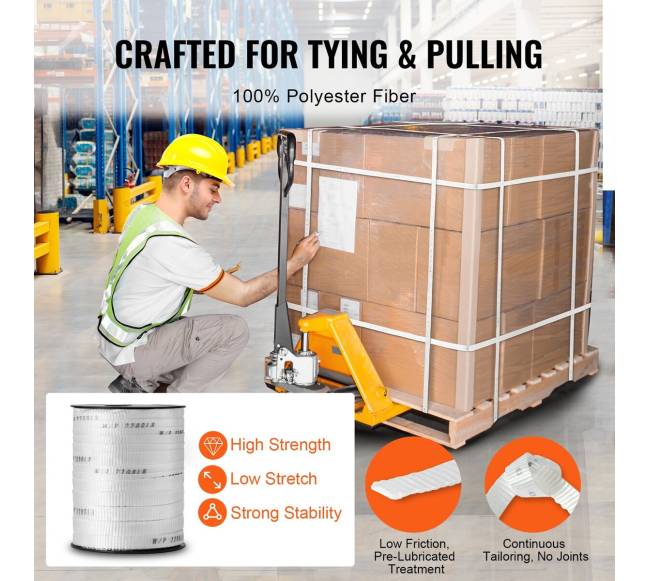 Poliesterio traukimo juosta 1.6 cm x 96.9 m balta2