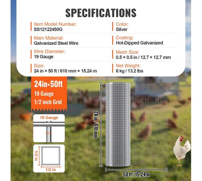 Cinkuota vielinė tvora, 12 colio 24x50 pėd.6